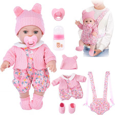 12" Baby Doll Set with Clothes and Baby Carrier for Dolls Reborn Baby Doll Acces