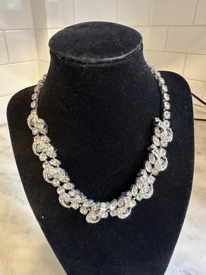 Vintage Eisenberg Ice Rhinestone Necklace Choker Silver Tone 16 