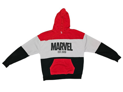 Marvel Est 1939 Striped Spell Out Hoodie Black/Red/White -Disney Adult Sz L
