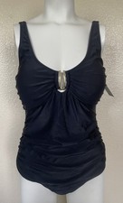 BMJL One Piece Swimsuit XL Black Ruched Tummy Control Padded Adjustable NWT