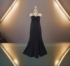 Lipsy Maxi Dress Size 10 Black Knot Front Strappy Front Split Wedding New