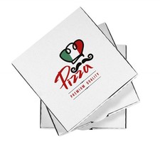 12" x 12" x 1.75" White Corrugated Cardboard Pizza Boxes with Color Print Pa...
