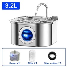 Stainless Steel Cat Water Fountain 3.2L Pet Drinking Fountain Dispenser for Cats