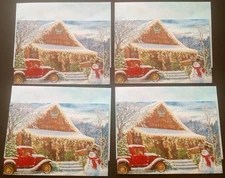 "Lazy Creek Country Store", (4) Leanin' Tree Christmas Cards, With (4) Envelopes