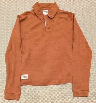 Tracksmith Fells Rugby Waffle Knit Merino Wool Polo Caramel Women's Size Small