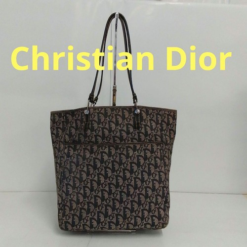 Christian Dior Trotter Canvas Tote Bag Navy Beige Used From Japan