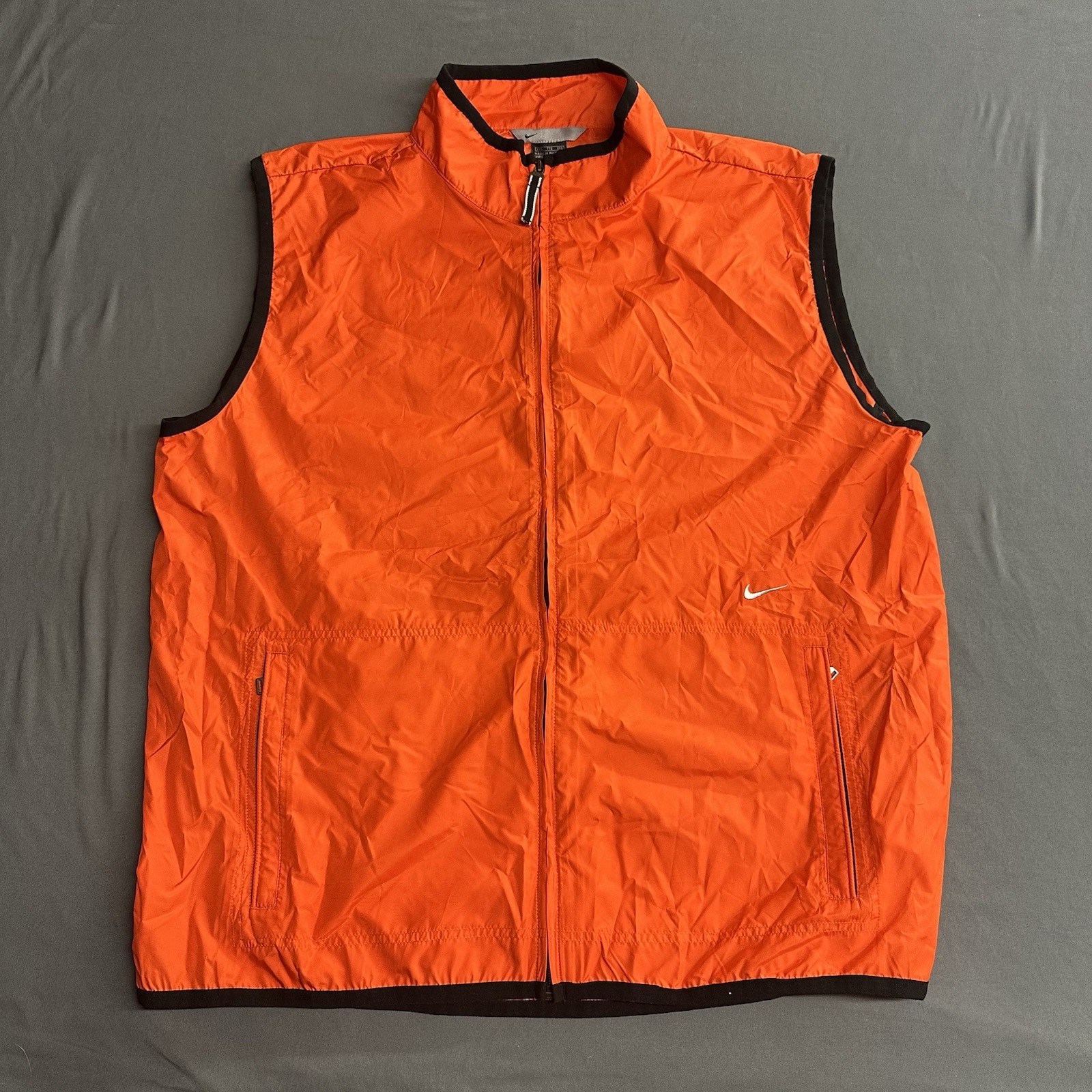 Vintage Nike Track Vest Men's 2XL Orange Embroidered Swoosh Golf Classic Y2K