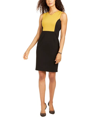 Kasper Women's Gold Color Block Sleeveless V Neck Above Black Size 6 - Picture 1 of 4