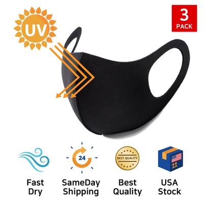 Zishen 3PCS ATB+UV Protection Washable Stretchable Face Mask / Fast Dry 