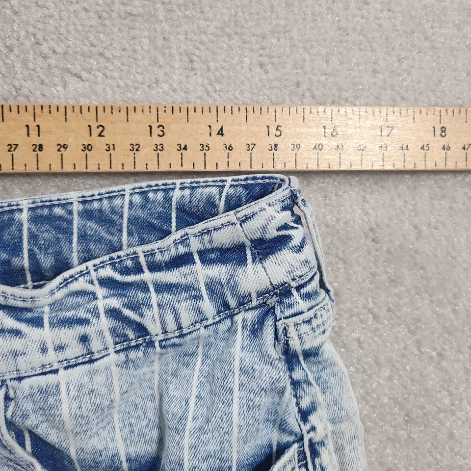 SO Womens 13 Jean Shorts Blue Denim Striped Favorite Shortie Stretch Acid Wash - Image 4 of 4