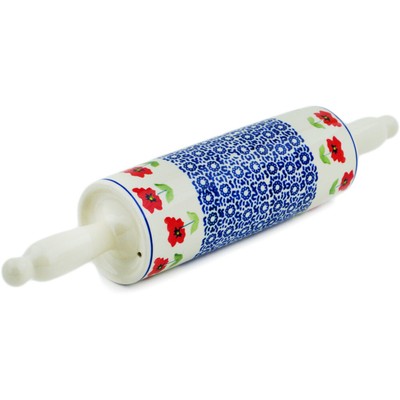 Polish Pottery Rolling Pin 15'' Wind-blown Poppies