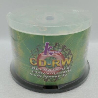 New Sealed 50 Pack Hypermedia CD-RW 74min 650MB 4x High Speed Rewritable Disc