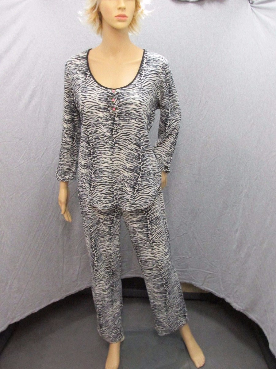 ベッツィジョンソン ゼブラ パジャマ S ピーチジョン betsey BETSEY JOHNSON Zebra Pajama Set Sz Med Cozy Fleece Long