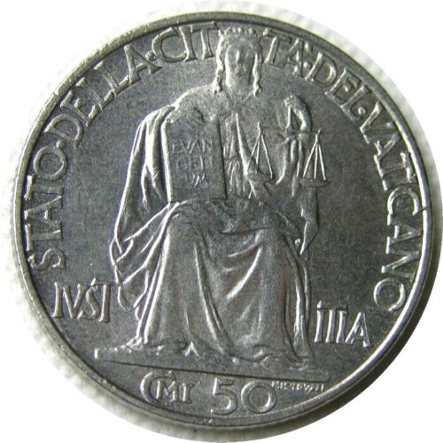 elf Vatican City 50 Centesimi 1942 Pius XII World War II