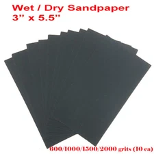 40 pc 3" x 5.5" Wet Dry Sandpaper Sanding Paper Abrasive 600/1000/1500/2000 Grit