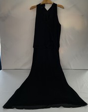 J Kara Jkara New York Black Beaded Evening Cocktail Formal V Neck Gown Dress 16