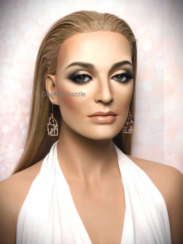 Female mannequin Wig bust with HAZEL glass eyes! NEW EXCLUSIVE TALL DESIGN!