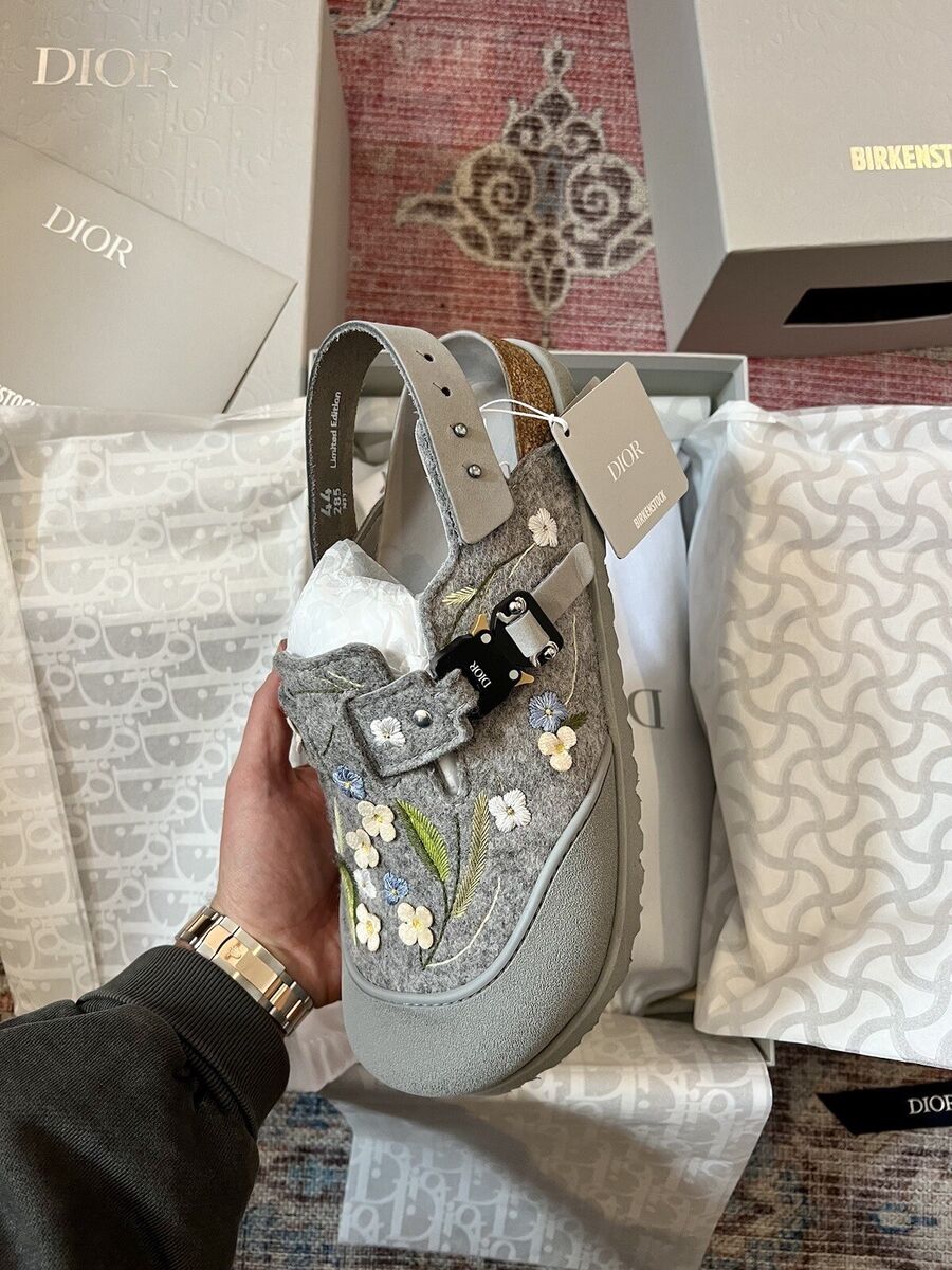 Dior Birkenstock Tokio Mule Grey Floral Slingback Nubuck Dior Birkenstock Tokio Mule Grey Floral Slingback Nubuck