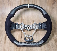 SATIN MATT Genuine DRY Carbon Alcantara Steering Wheel for SUBARU WRX STI 15-21