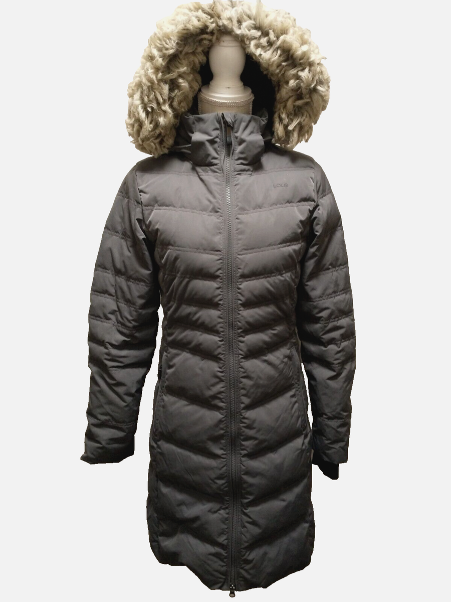 Lolë Women's Gray 75% Duck Down Faux Fur Removable Trim Hood