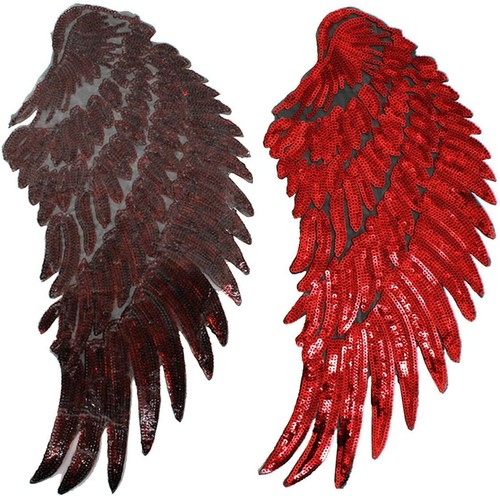1 Pair of Wings Sequins Patches Angel Wings Iron On Applique for Clothes Jackets - Picture 7 of 18