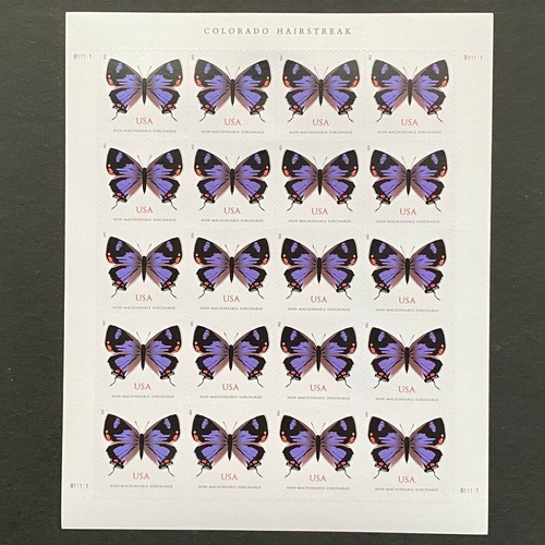 USA 2021 Stamps MNH Colorado Hairstreak Butterfly Non-Machineable Sheet of 20
