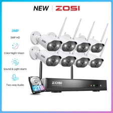 ZOSI 8CH 2K 3MP Wireless IP Security Camera System Audio CCTV Color Night 1/2TB