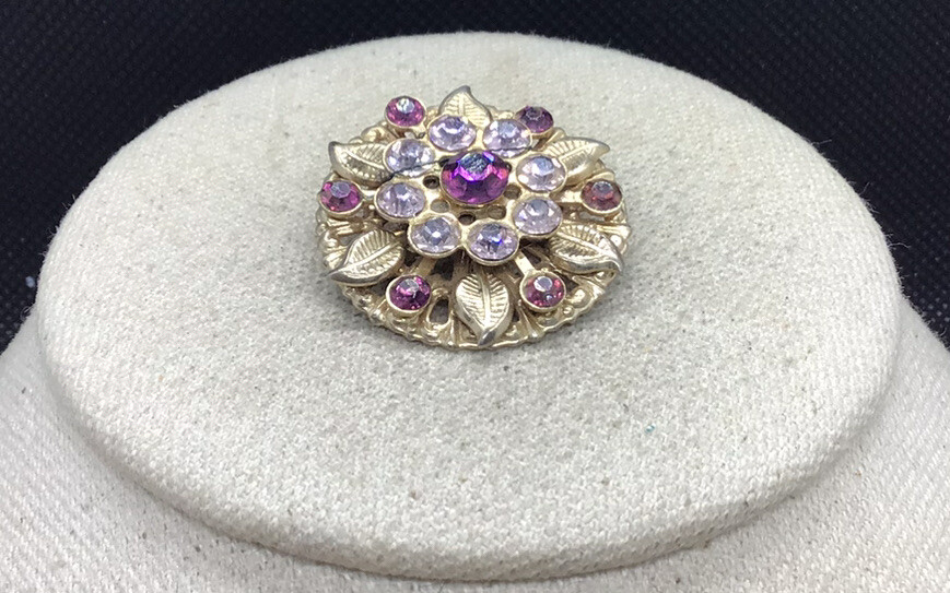 小物 ptja Vintage Costume Shades of Purple Rhinestone Leaves Pin T804 | eBay