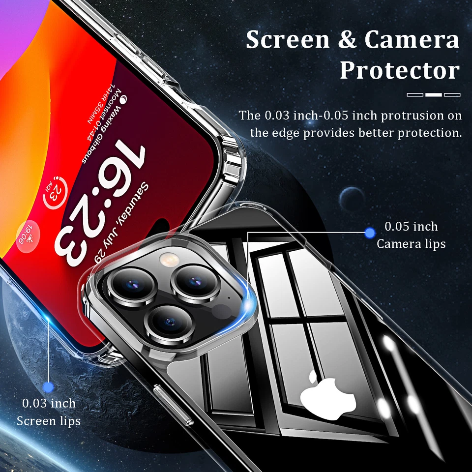 Funda híbrida rígida delgada transparente delgada a prueba de golpes para iPhone 15 Pro Max 14 13 12 SE 3 Foto 2 de 4