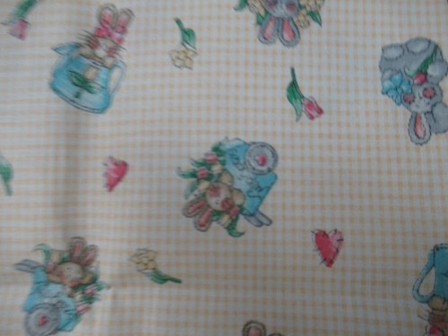 Spring Bunnies Yellow Gingham Dianna Marcum Cotton Fabric 1YD BY 43" W RARE - Picture 3 of 9