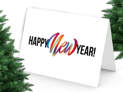 Rainbow Happy New Year Cards, Christmas Cards, Holiday Cards 5x7, Heavy Stock... - 第 5/6 張圖片