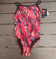 TYR DuraFast Lite Brandello Diamondfit 1 Pc Swim Red Youth Girl Sz 22 New