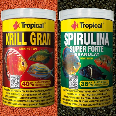 Tropical Spirulina Super Forte Granulat 36% + Krill Gran 2x 1L Aquarium Sparpack
