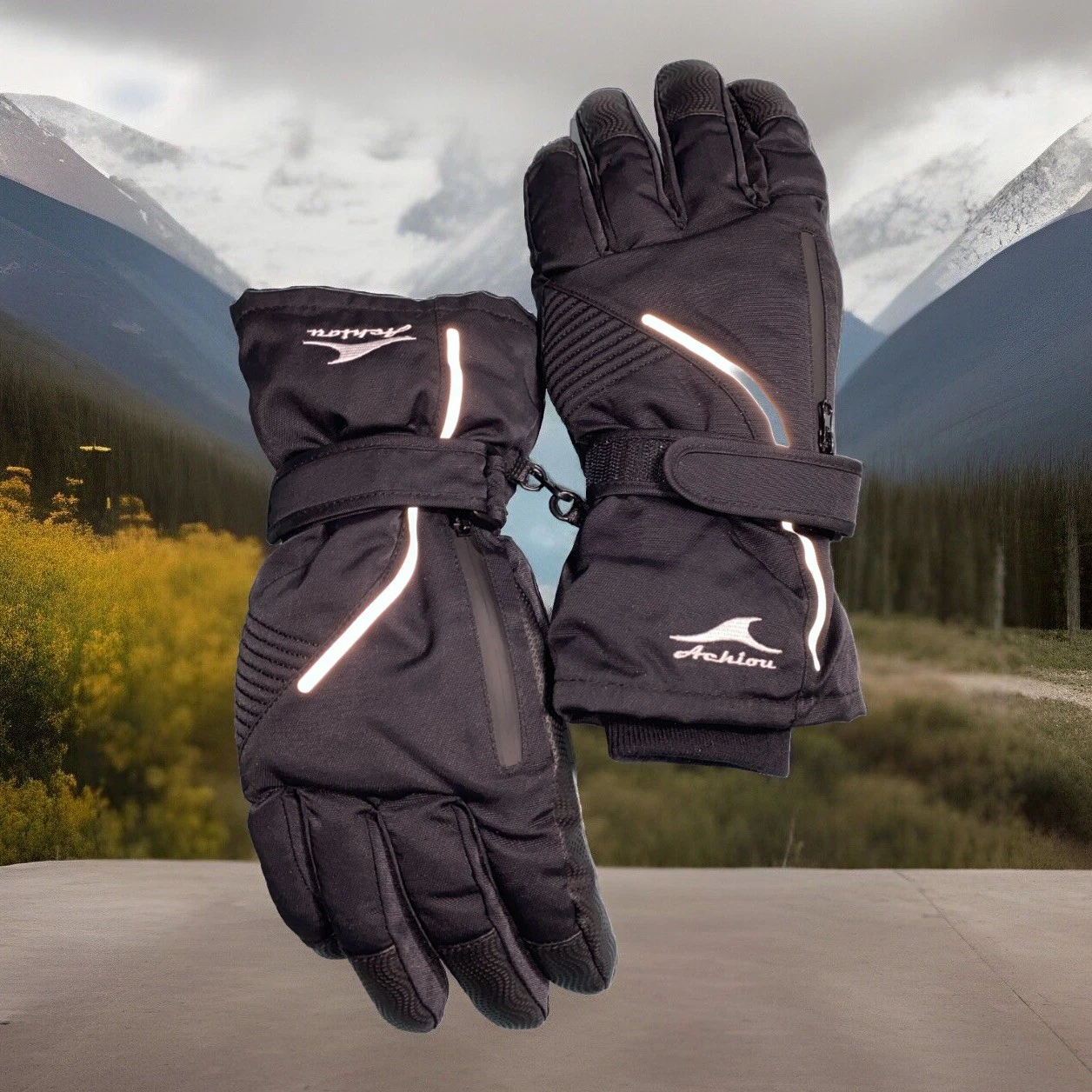 Achiou Snow Gloves Winter Warm 3M Thinsulate Waterproof Touchscreen Adult L EUC
