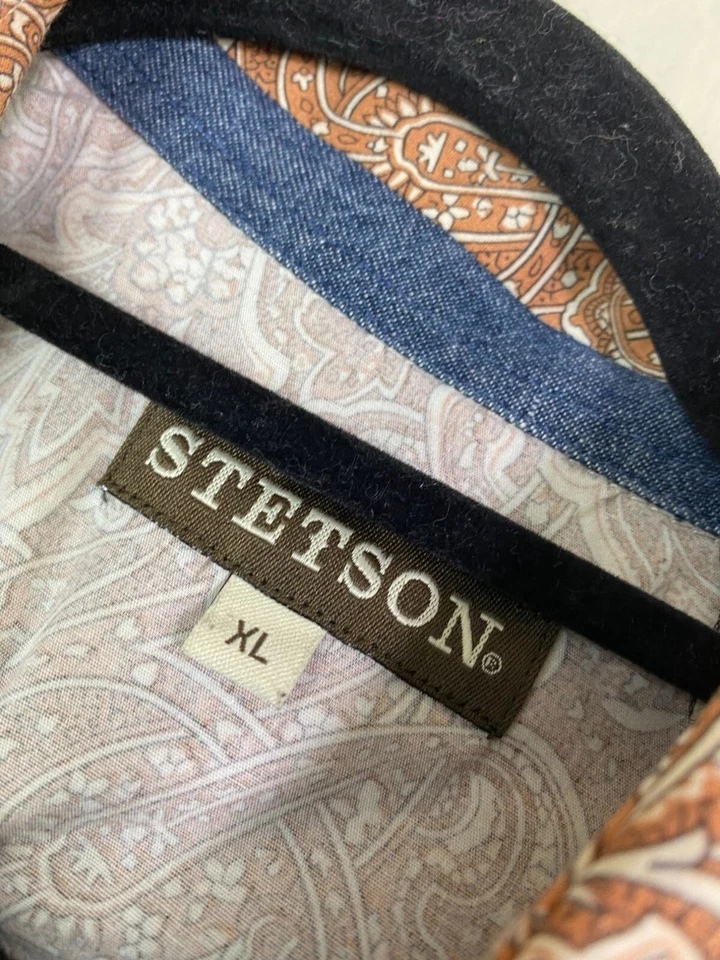 Stetson Brown Paisley Snap Western Shirt Men size XL Long Sleeve Cowboy Rodeo - Image 3 of 4
