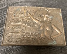 Vtg Coca Cola Coke Logo Nude Woman Brass Metal Belt Buckle Tiffany Foundry