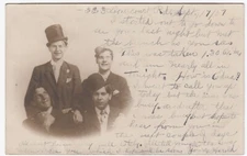 Postcard RPPC Four Men with Hats, Message from one of them*, Toronto ON Canada