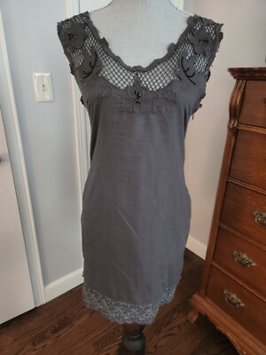 crochet cap sleeve dress Free People Gray Embroidered Beaded Lightweight Mini XS boho crochet dress Bottega Veneta Midi Dresses Type:MULES approximately 160g Peplum with Colour:chocolate