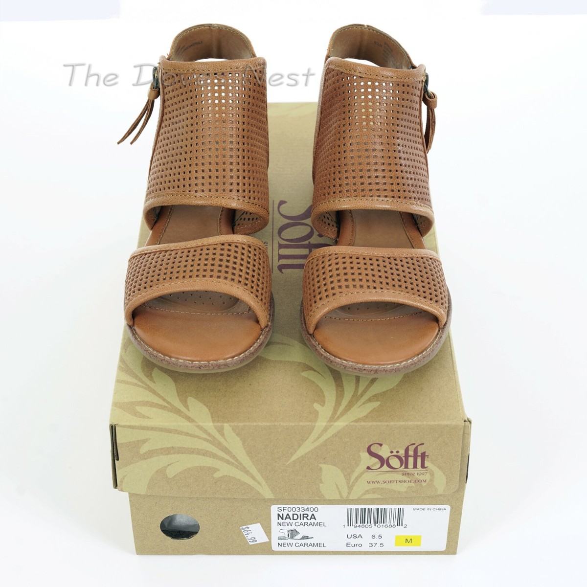 Söfft WOMEN'S Size 6.5 PERFORATED Tan NEW CARAMEL Open Toe BOOTIE