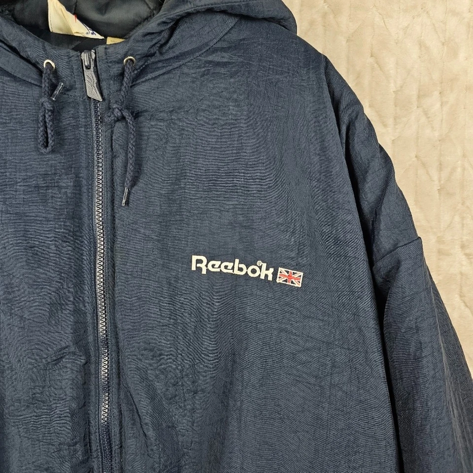 VTG 90s Reebok Puffer Jacket Mens XL Union Jack UK Sports Streetwear Retro - Image 3 of 4