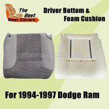 For 94-97 Dodge Ram 1500 2500 Driver Bottom Cloth Seat Cover Gray & Foam Cushion
