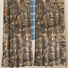 Realtree Max-4 HD Lined Curtains Drapes 42"x87" Grass Duck Goose Camo Brown Tan