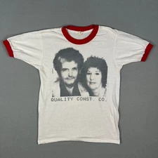 VTG 1980s Ringer T Shirt Fits Small Kitsch Americana Graphic Portrait Weirdcore