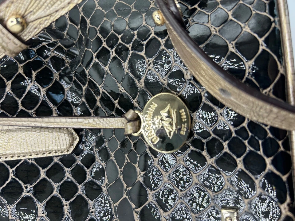 Bolsa satchel de couro rara BRAHMIN Vivian preta cúpula Java - Imagem 2 de 4