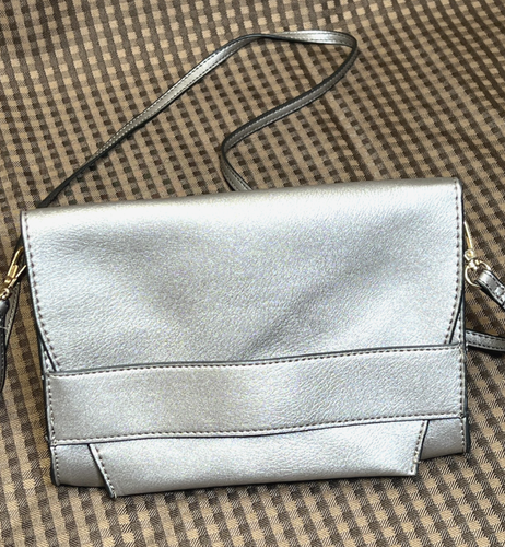 Summer & Rose Purse Clutch Silver Gray Small 9x6" Handbag Crossbody Shoulder Bag