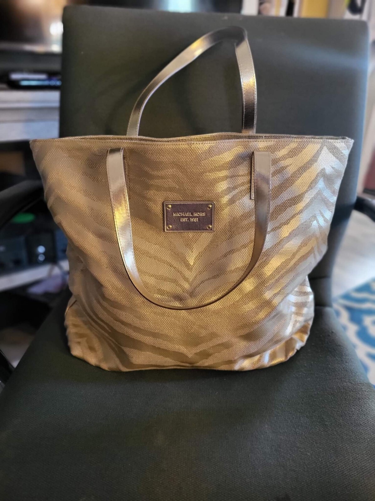 michael kors gold zebra tote