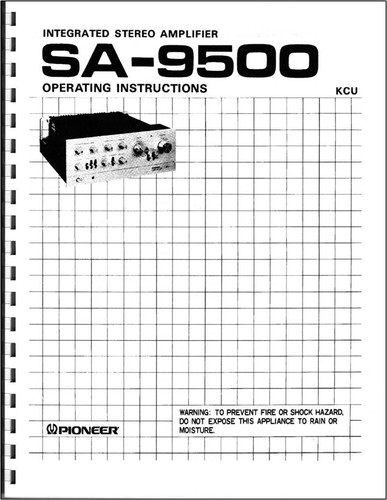 Pioneer SA-9500 Integrated Amplifier Owners Manual