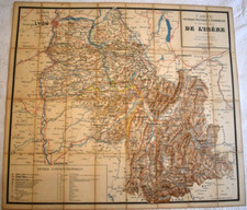 CARTE PHYSIQUE POLITIQUE ET ECONOMIQUE DU DEPARTEMENT DE L' ISERE LANFRAY XIXe