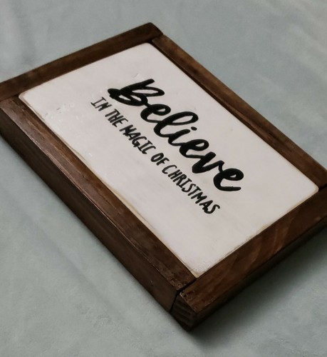 Small Distressed Christmas Decor Block Sign, Believe in the Magic of Christmas - Picture 4 of 5