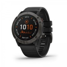 Garmin fenix 6X Pro Solar Titanium Gray Fitness Watch Black Band 010-02157-20
